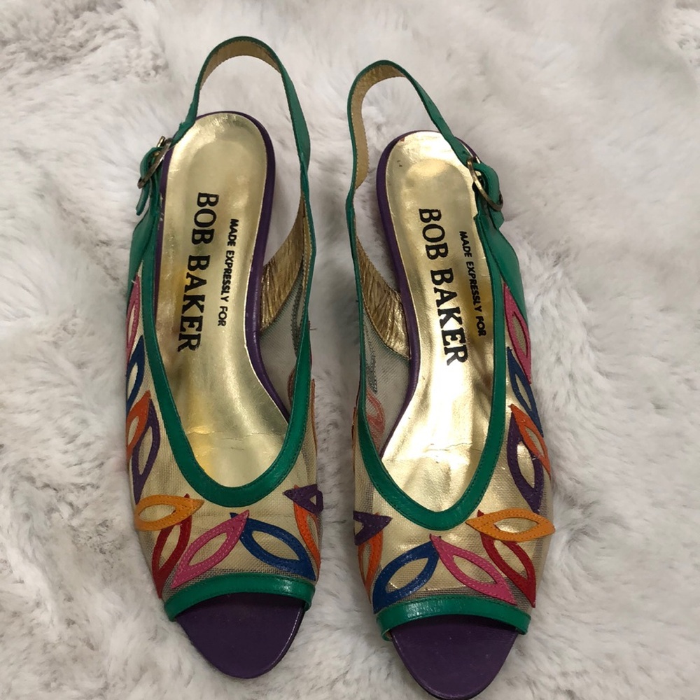 VTG Bob Baker leather and mesh Slingback shoes